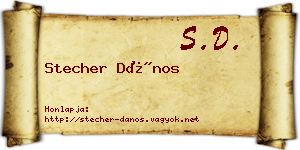 Stecher Dános névjegykártya
